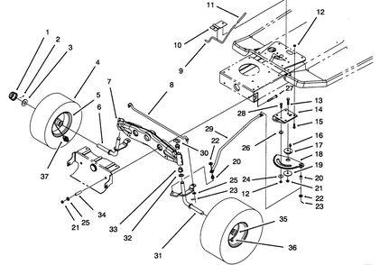 Front Axle Assembly Diagram and Parts List for 71202 4900001 - 4999999 Toro Lawn Tractor