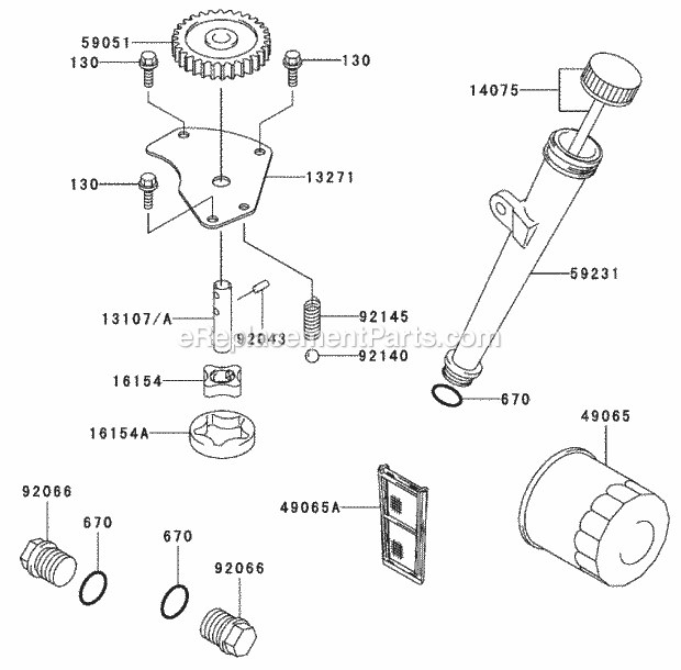 Lubrication Equipment Assembly Kawasaki Fh601 Diagram and Parts List for 74179 230006001-230007000 Toro Lawn Mower