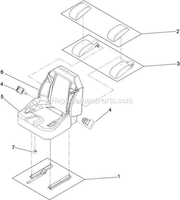 Seat Assembly No. 116-0035 Diagram and Parts List for 74921 290000001-290999999 Toro Lawn Mower