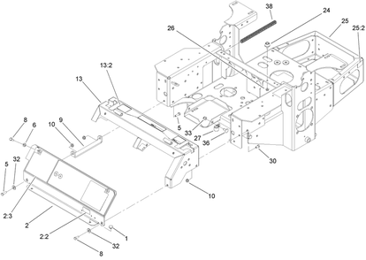 Main Frame Assembly Diagram and Parts List for 74413 (270000001-270999999)(2007) Toro Lawn Mower