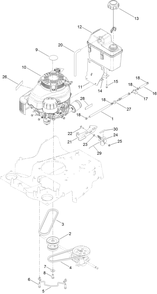 Engine And Fuel Tank Assembly Diagram and Parts List for 22200 (315000001-315999999)(2015) Toro Lawn Mower