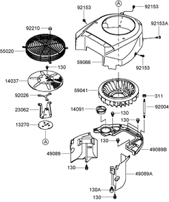 Cooling Equipment Assembly Diagram and Parts List for 74450TE (290000001-290999999)(2009) Toro Lawn Mower