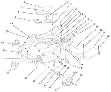 Housing, Handle Bracket And Wheel Assembly Diagram and Parts List for 20045 9900001 - 9999999 Toro Lawn Mower