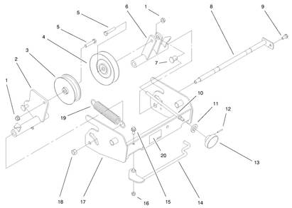 Part Location Diagram of 98-3095 Toro PULLEY-IDLER