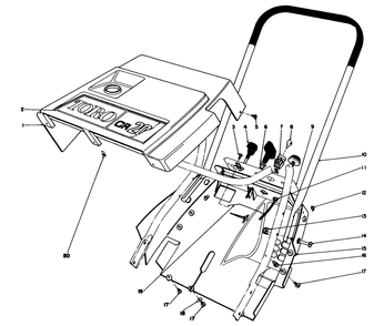 Shroud & Handle Assembly Diagram and Parts List for 38116 8000001 - 8999999 Toro Snow Blower