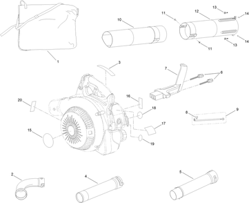 Main Blower Assembly Diagram and Parts List for 51986 312000001 - 312999999 Toro Leaf Blower / Vacuum
