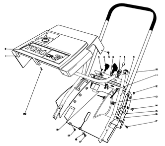Shroud & Handle Assembly Diagram and Parts List for 38116 9000001 - 9999999 Toro Snow Blower