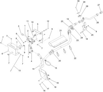 Vibratory Plow Plumbing Assembly Diagram and Parts List for 25530T 323000000 - 999999999 Toro Lawn Tractor Accessories