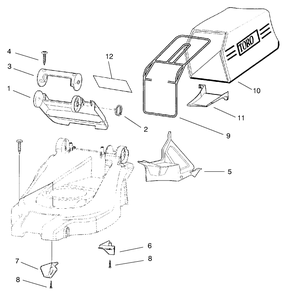 Bag And Recycling Assembly Diagram and Parts List for 21020 9900001 - 9999999 Toro Lawn Mower