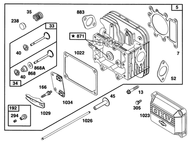 Engine Briggs & Stratton Model 28n707-0131-01 Diagram and Parts List for 71193 6900001 - 6999999 Toro Lawn Tractor