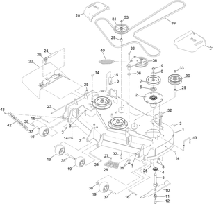 Deck Assembly Diagram and Parts List for 74010HD 417200000 - 418028709 Toro Lawn Tractor