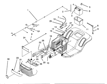 Electrical Assembly Diagram and Parts List for 71191 5910001 - 5999999 Toro Lawn Tractor