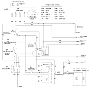 Wire Schematic Diagram and Parts List for 71199 9900001 - 9999999 Toro Lawn Tractor