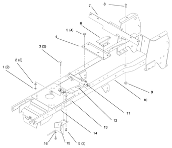 Frame Diagram and Parts List for 72102 7900001 - 7999999 Toro Lawn Tractor
