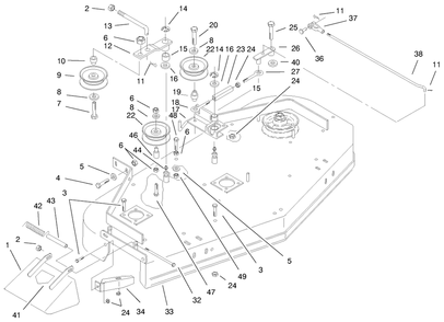 Deck, Drive Pulleys And Deflector Diagram and Parts List for 30197 990001 - 999999 Toro Lawn Mower