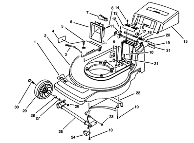 Housing Assembly Diagram and Parts List for 20917B 39000001 - 39999999 Toro Lawn Mower