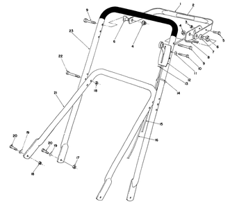Handle Assembly Diagram and Parts List for 22700B 49000001 - 49999999 Toro Lawn Mower
