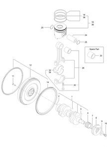 Crankshaft And Piston Assembly Diagram and Parts List for 72144 413000000 - 999999999 Toro Lawn Tractor