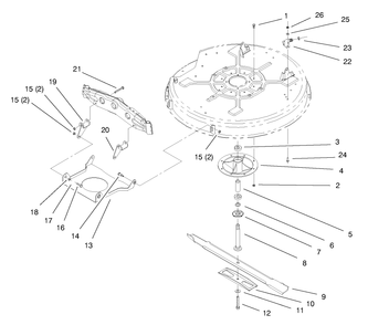Spindle & Blade Assembly Diagram and Parts List for 71189 8900001 - 8999999 Toro Lawn Tractor