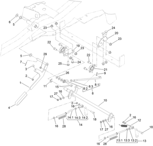Parking Brake Assembly Diagram and Parts List for 74141TE (312000001-312999999)(2012) Toro Lawn Mower