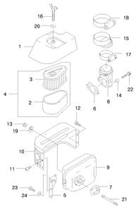 Air Filter/Muffler Diagram and Parts List for 22171 9900001 - 9999999 Toro Lawn Mower
