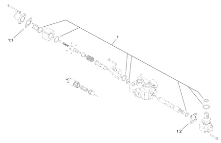 One Spool Valve Assembly No. 104-2831 Diagram and Parts List for 22324 407960000 - 409359999 Toro Lawn Tractor Accessories