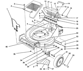 Housing Assembly Diagram and Parts List for 26621B 1000001 - 1999999 Toro Lawn Mower