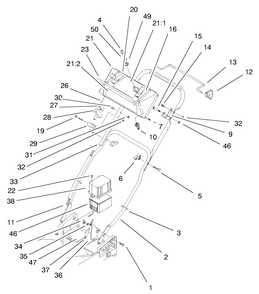 Handle Assembly Diagram and Parts List for 22045 8900001 - 8999999 Toro Lawn Mower