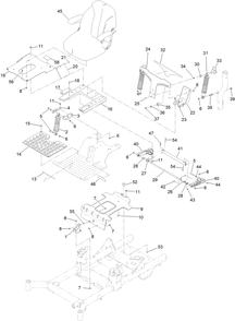 Suspension Platform And Seat Assembly Diagram and Parts List for 74456TE 412000000 - 414400999 Toro Lawn Tractor