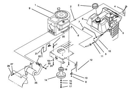Engine Assembly Diagram and Parts List for 71202 4900001 - 4999999 Toro Lawn Tractor