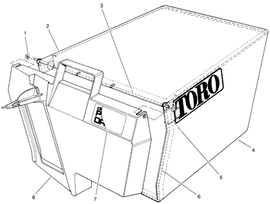 Bag Assembly Part No. 11-0189 Diagram and Parts List for 20476 6900001 - 6999999 Toro Lawn Mower