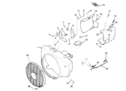 Blower Housing Assembly Diagram and Parts List for 74140 590001 - 599999 Toro Lawn Tractor