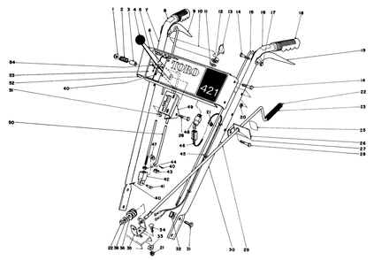 Handle Assembly Diagram and Parts List for 38010 1000001 - 1999999 Toro Snow Blower