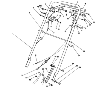 Handle Assembly Diagram and Parts List for 22040 3900001 - 3999999 Toro Lawn Mower