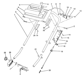 S.P. Handle Assembly (Model No. 20916b) Diagram and Parts List for 20916B 1000001 - 1999999 Toro Lawn Mower