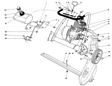 Engine Assembly Diagram and Parts List for 38120 4000001 - 4999999 Toro Snow Blower