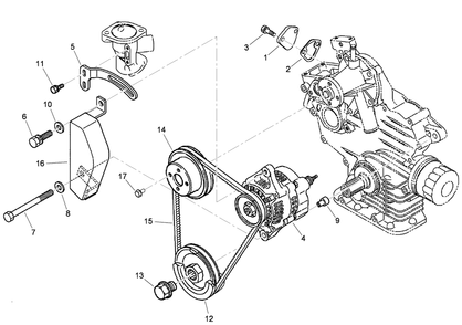Alternator, Pulley And Fuel Pump Cover Assembly Diagram and Parts List for 74274 (312000001-312999999)(2012) Toro Lawn Mower