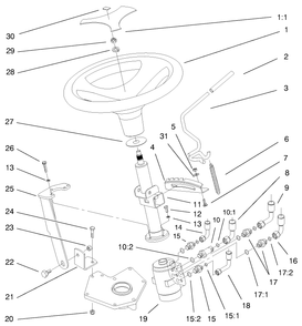 Power Steering And Tilt Assembly Diagram and Parts List for 73560 8900001 - 8999999 Toro Lawn Tractor