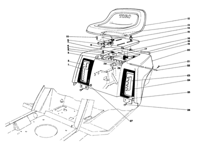 Rear Body & Seat Assembly Diagram and Parts List for 57365 7000001 - 7999999 Toro Lawn Tractor