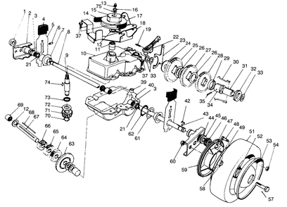 Gear Case Assembly Diagram and Parts List for 22700B 49000001 - 49999999 Toro Lawn Mower