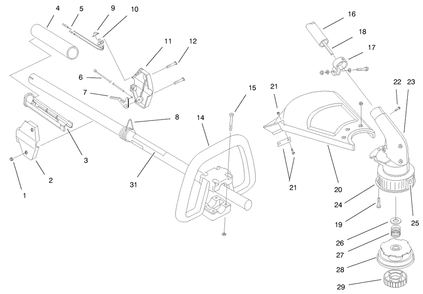 Boom And Trimmer Assembly Diagram and Parts List for 51917 79000001 - 79999999 Toro Trimmer