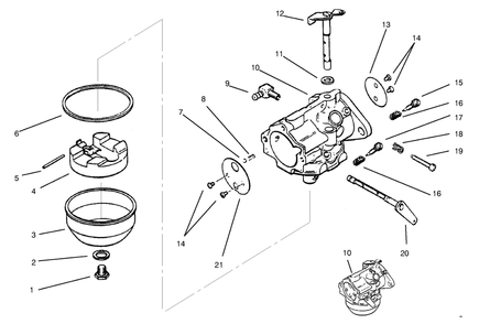 Carburetor Diagram and Parts List for 73402 7900001 - 7999999 Toro Lawn Tractor