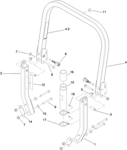 Roll-Over Protection System Assembly Diagram and Parts List for 74960CP (311000001-311999999)(2011) Toro Lawn Mower