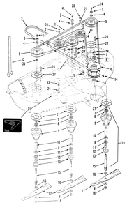 Spindle & Blade Assembly Diagram and Parts List for R5-42RY01 1000001 - 1999999 Toro Lawn Mower