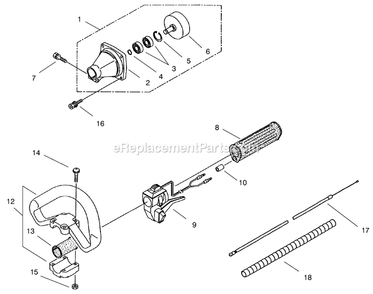Handle And Clutch Assembly Diagram and Parts List for 53030 (79000001-79999999)(1997) Toro Trimmer