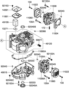 Cylinder And Crankcase Assembly Diagram and Parts List for 74558 (290003001-290999999)(2009) Toro Lawn Mower