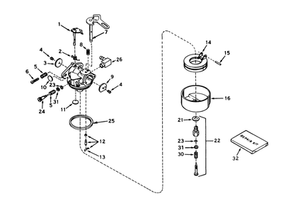 Carburetor No. 632107 Diagram and Parts List for 38052 5000001 - 5999999 Toro Snow Blower