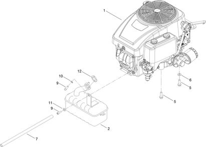 Engine And Muffler Assembly Diagram and Parts List for 75740 409431744 - 410899999 Toro Lawn Tractor
