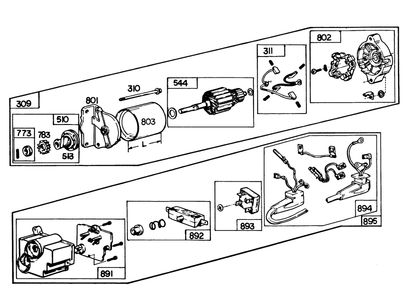 Starter Motor Kit Model No. 37-4630 (8 H.P. & 11 H.P. Snowthrower Model 38150 & 38090) Diagram and Parts List for 38090 3000001 - 3999999 Toro Snow Blower