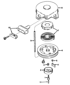Rewind Starter No. 590420 Diagram and Parts List for 58116 5000001 - 5999999 Toro Tiller